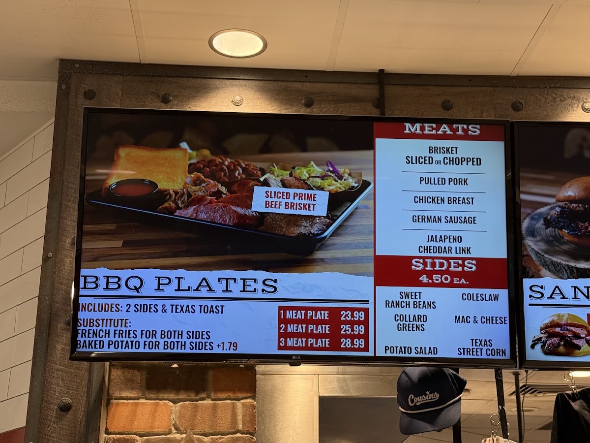 Cousins BBQ menu board