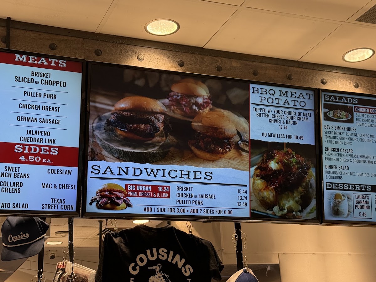 Cousins BBQ menu board