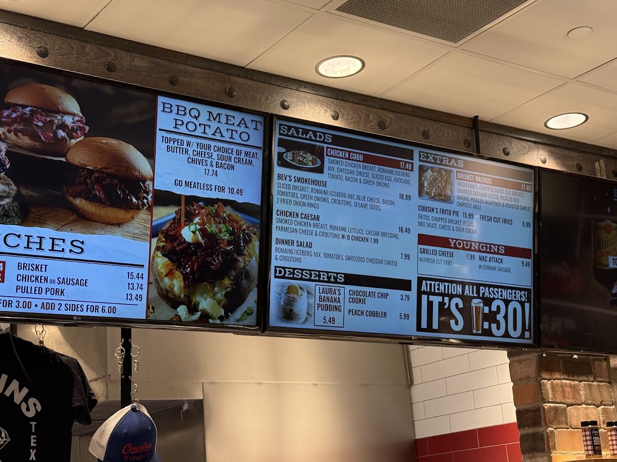 Cousins BBQ menu board