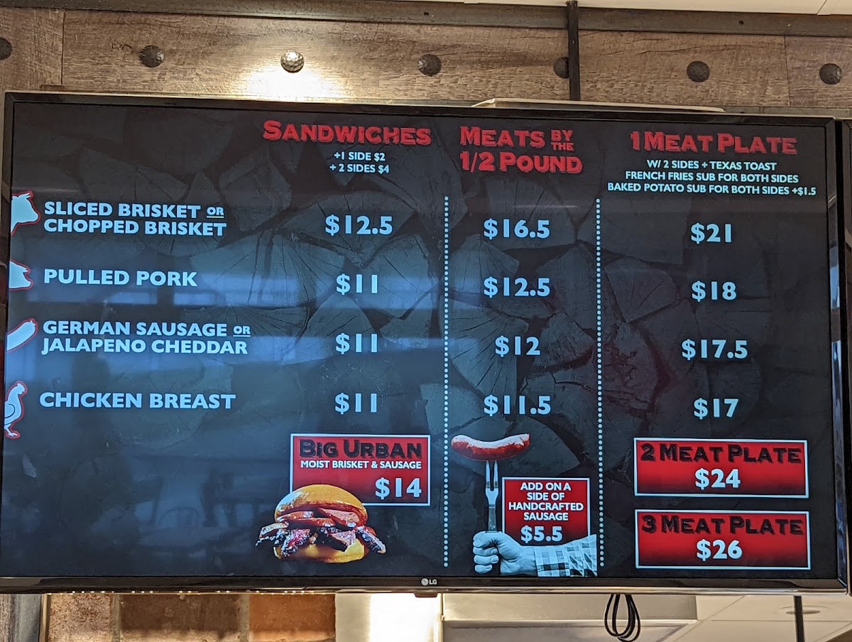 Cousins BBQ menu board