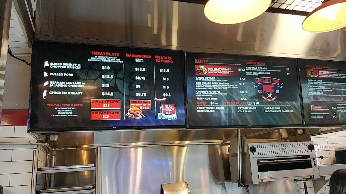 Cousins BBQ menu board