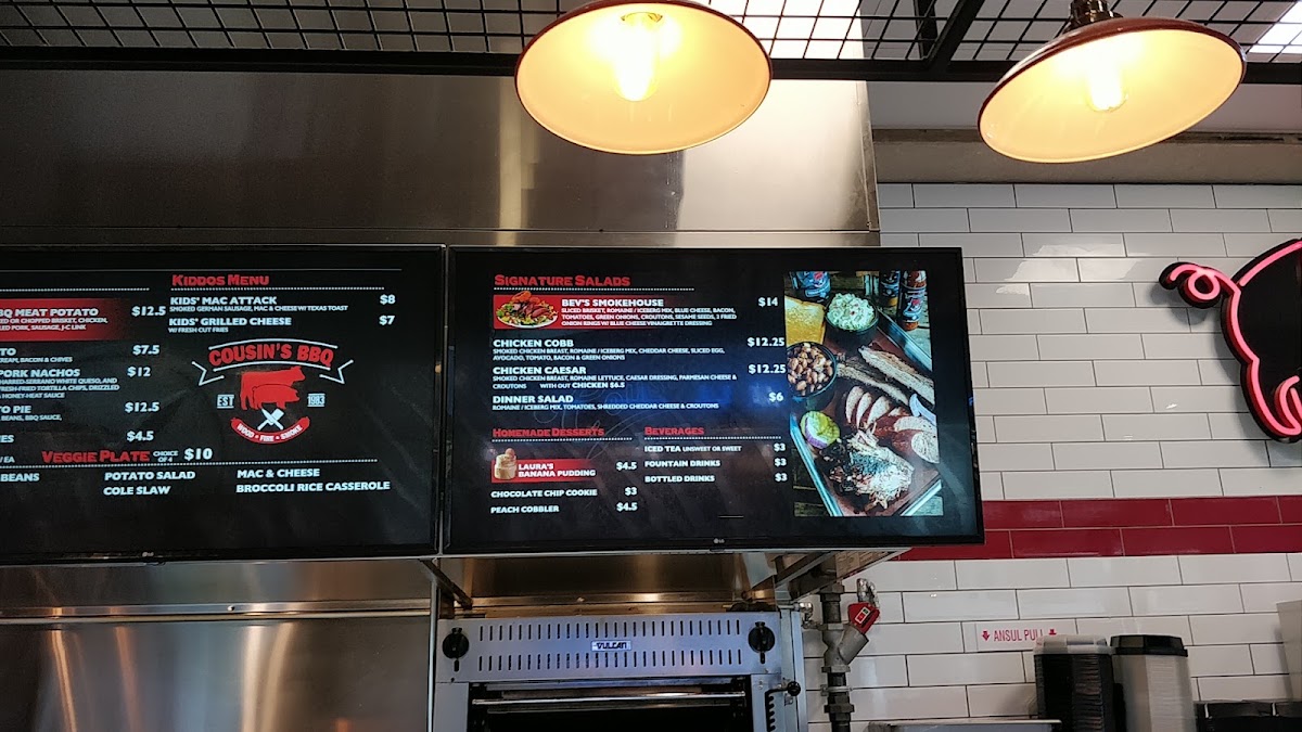 Cousins BBQ menu board
