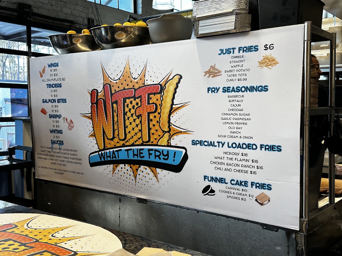 What The Fry! menu board