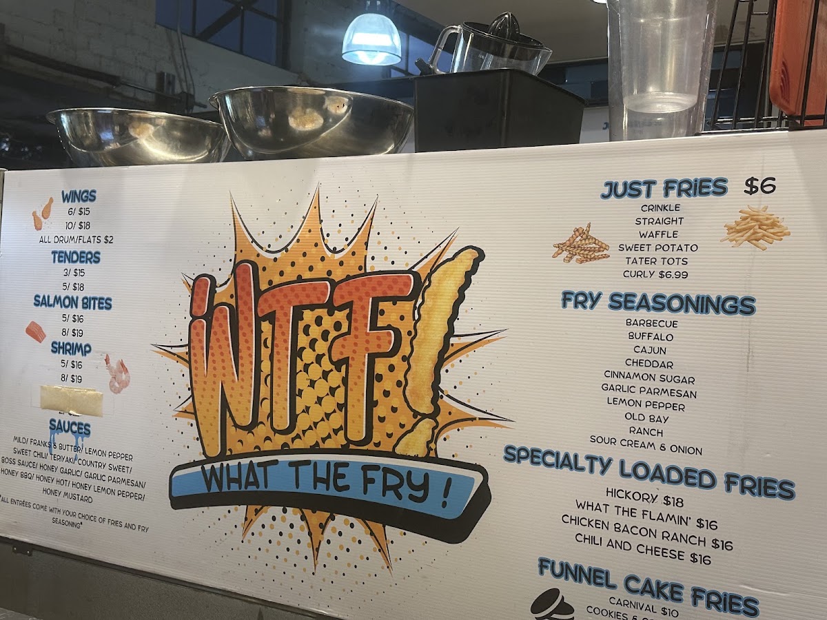 What The Fry! menu board
