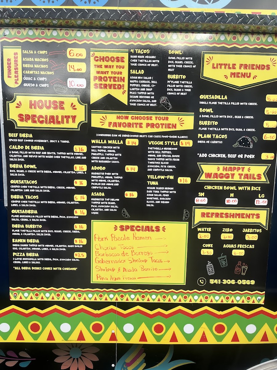 Sopa Mexican cuisine menu board