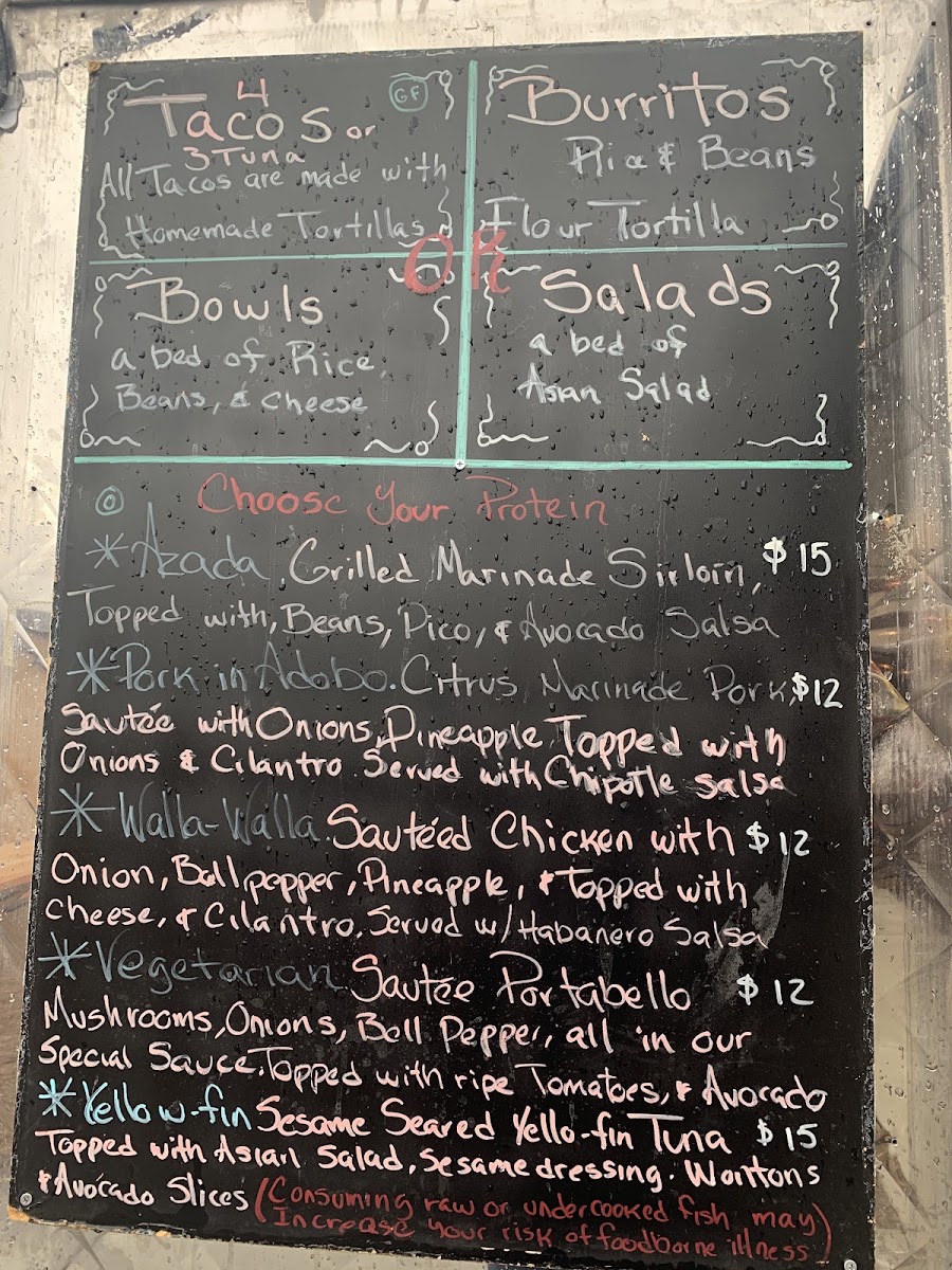 Sopa Mexican cuisine menu board