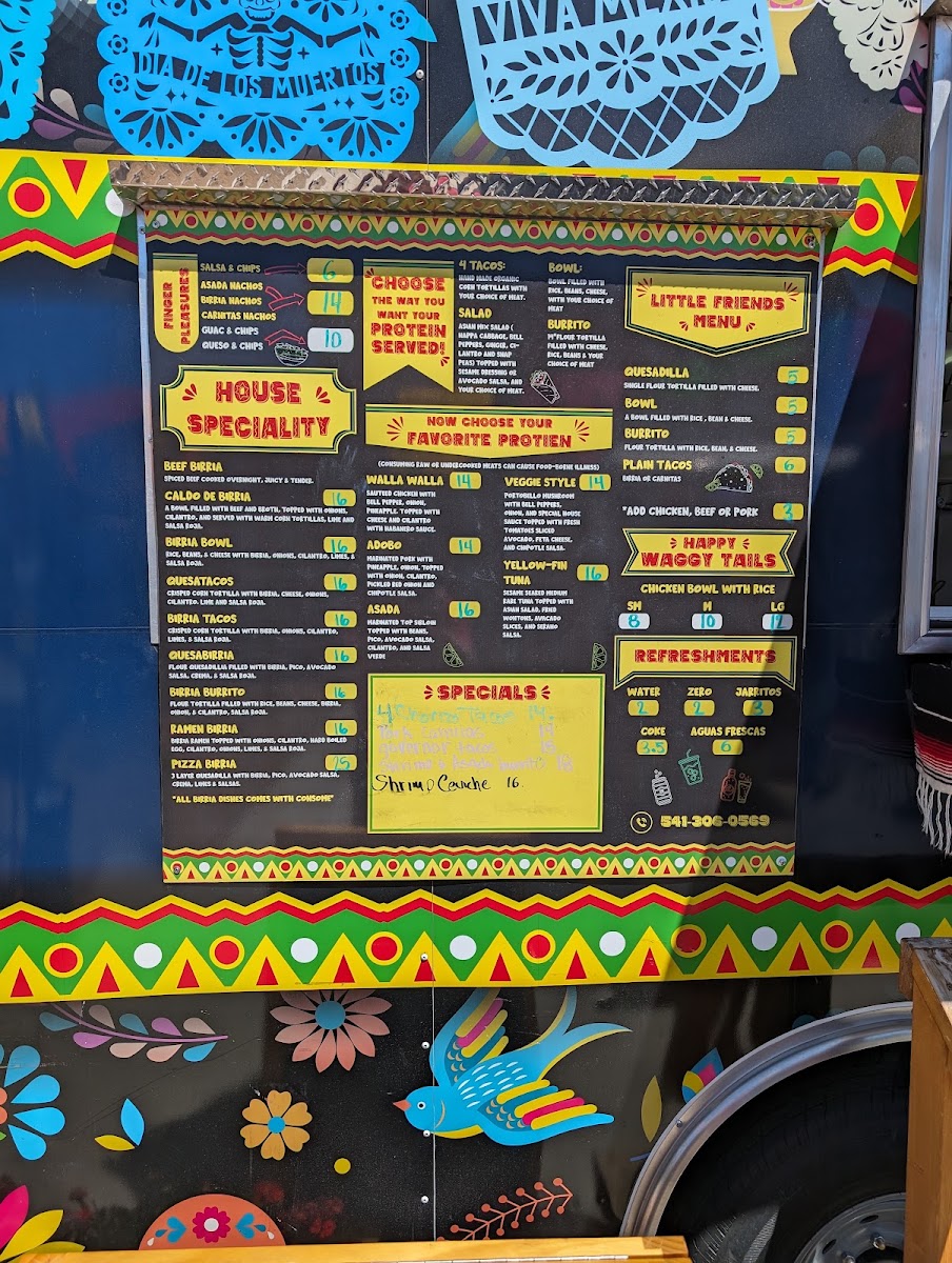 Sopa Mexican cuisine menu board