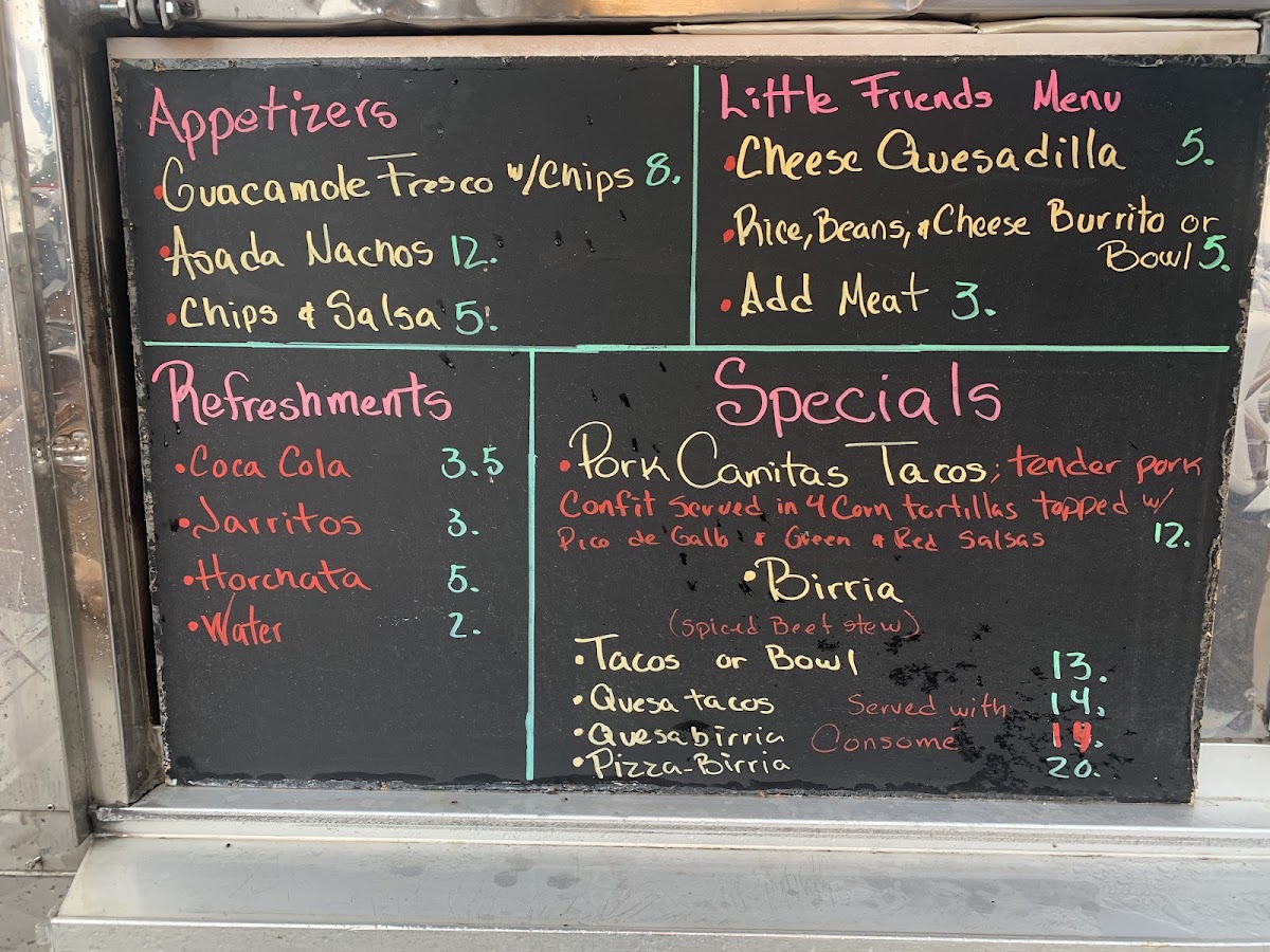 Sopa Mexican cuisine menu board