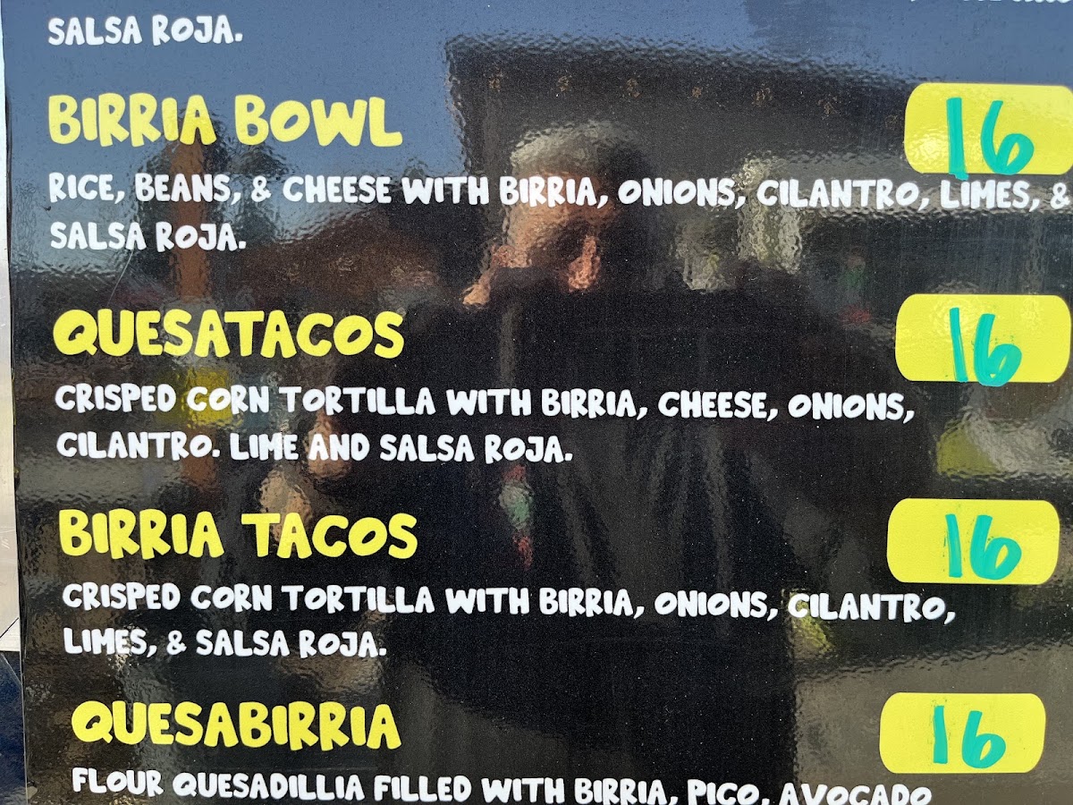 Sopa Mexican cuisine menu board