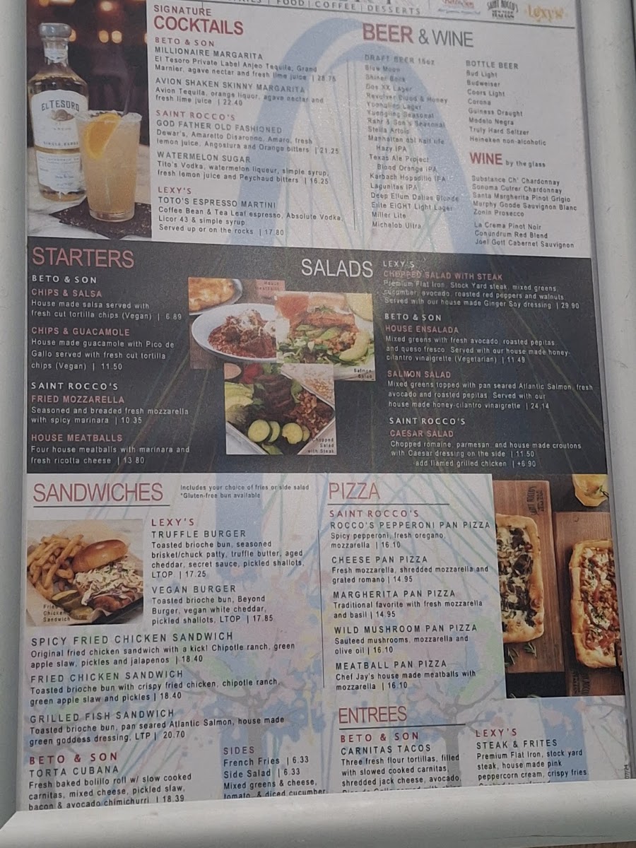 Trinity Groves Kitchen & Bar menu board