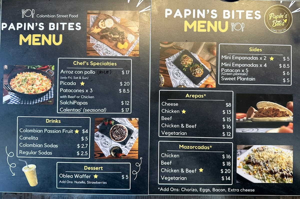 Papin's Bites menu board