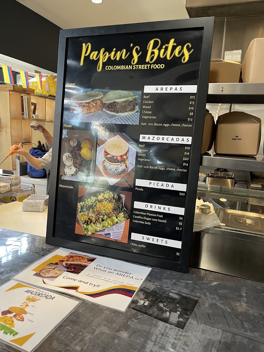 Papin's Bites menu board
