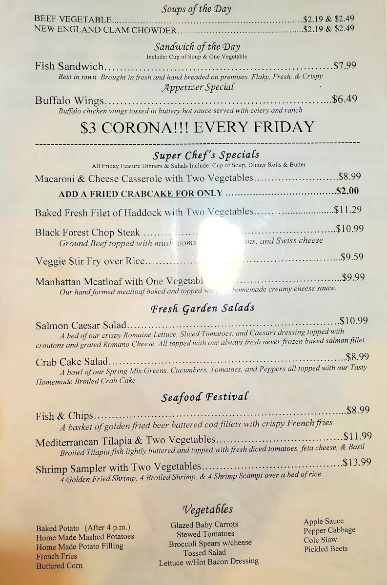Temple Family Restaurant menu board