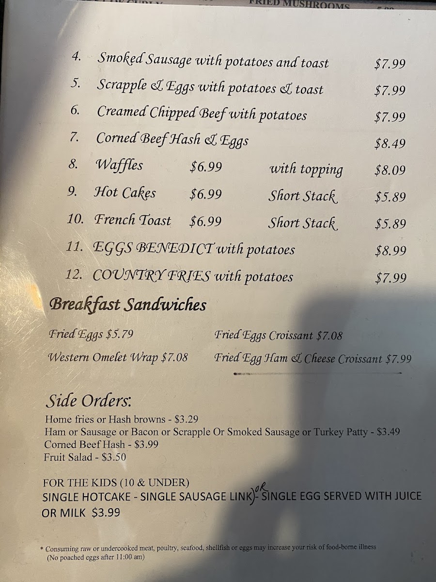Temple Family Restaurant menu board