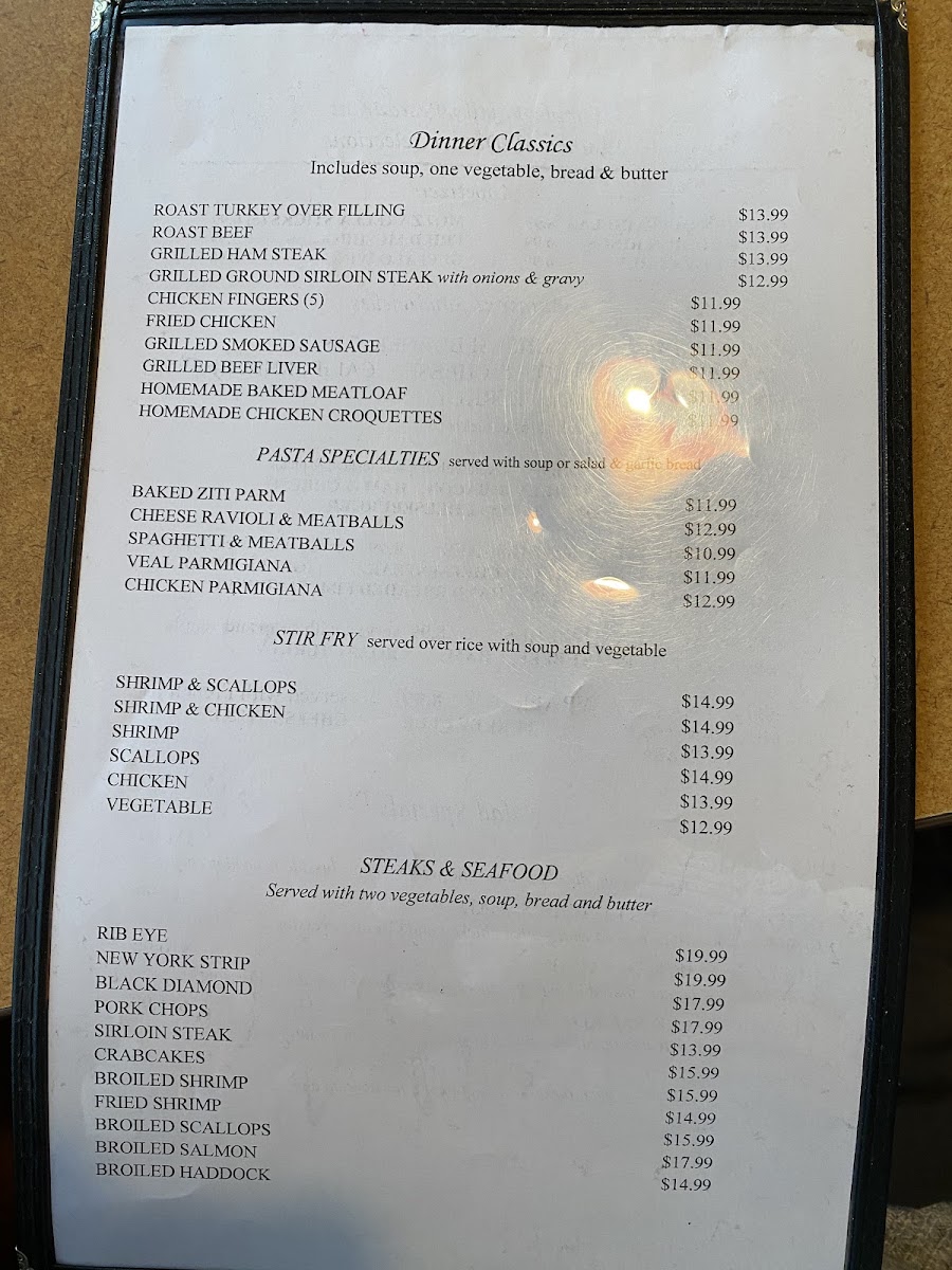 Temple Family Restaurant menu board