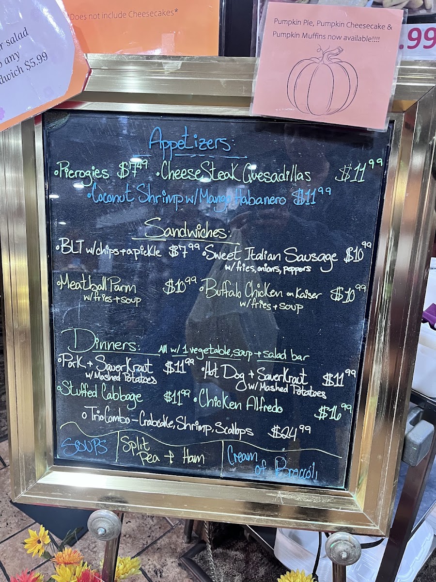 Temple Family Restaurant menu board