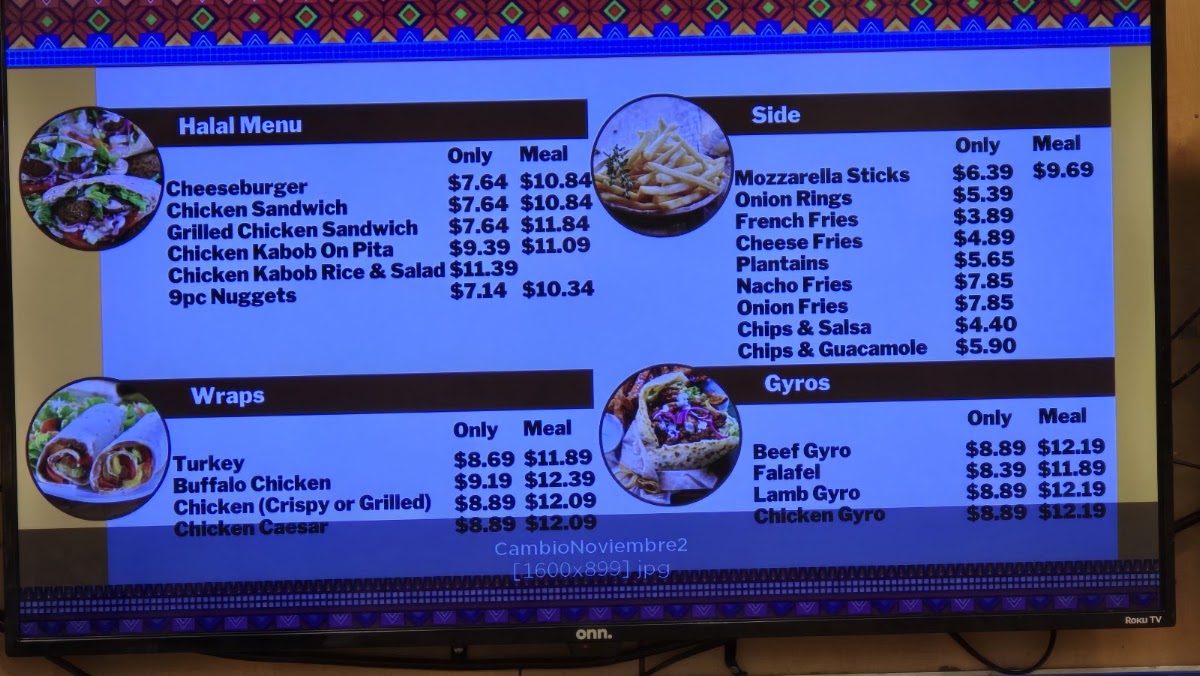 Grill & Wraps menu board