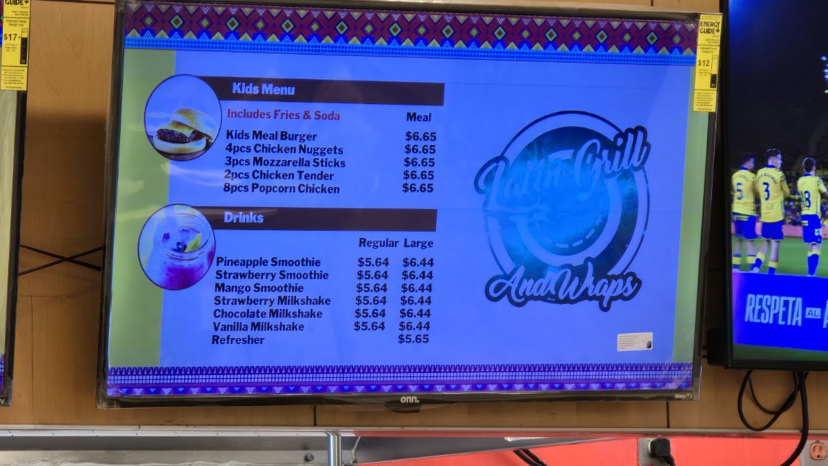 Grill & Wraps menu board