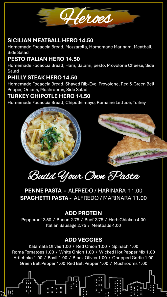 King's Pizza and Draft menu board