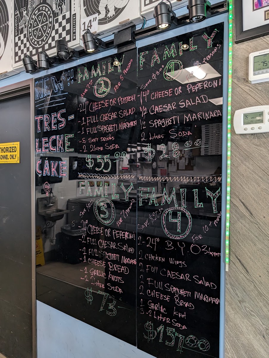 King's Pizza and Draft menu board