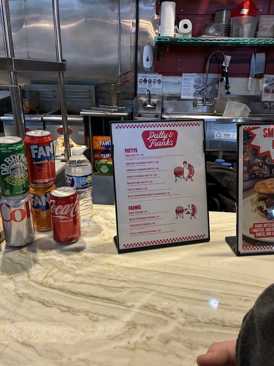 Patty and Frank's menu board