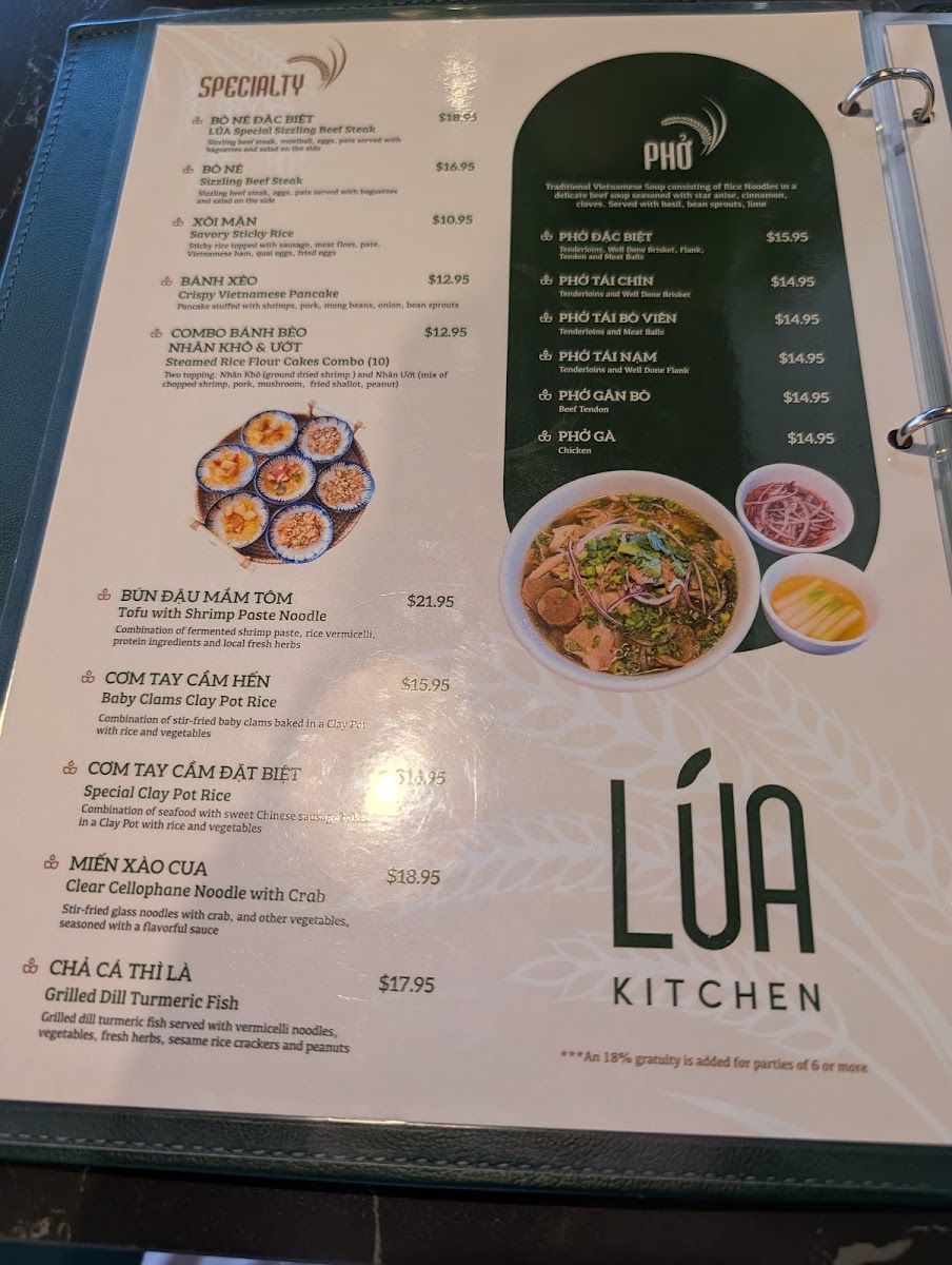Lua Kitchen menu board