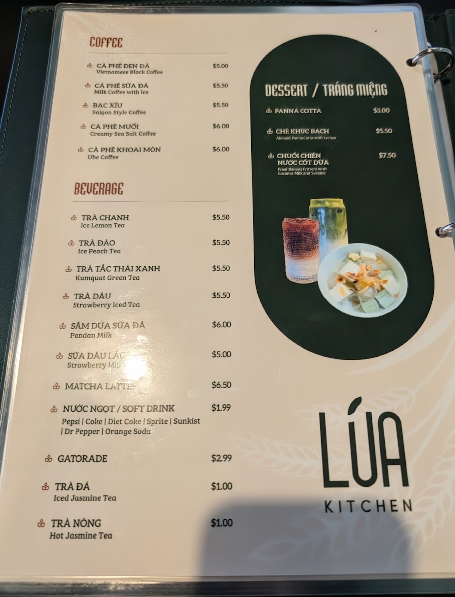 Lua Kitchen menu board