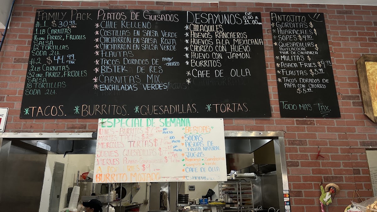 ZAMORA BROS. EAST LA menu board