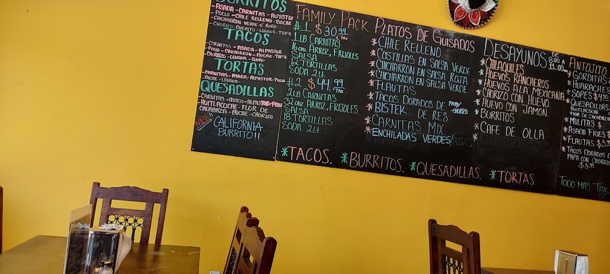 ZAMORA BROS. EAST LA menu board
