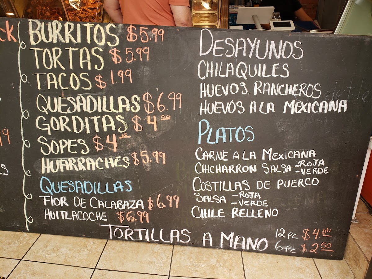ZAMORA BROS. EAST LA menu board