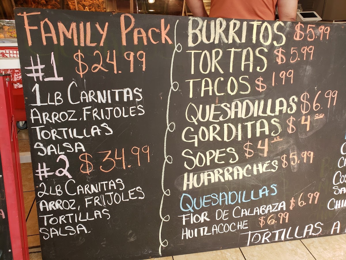 ZAMORA BROS. EAST LA menu board