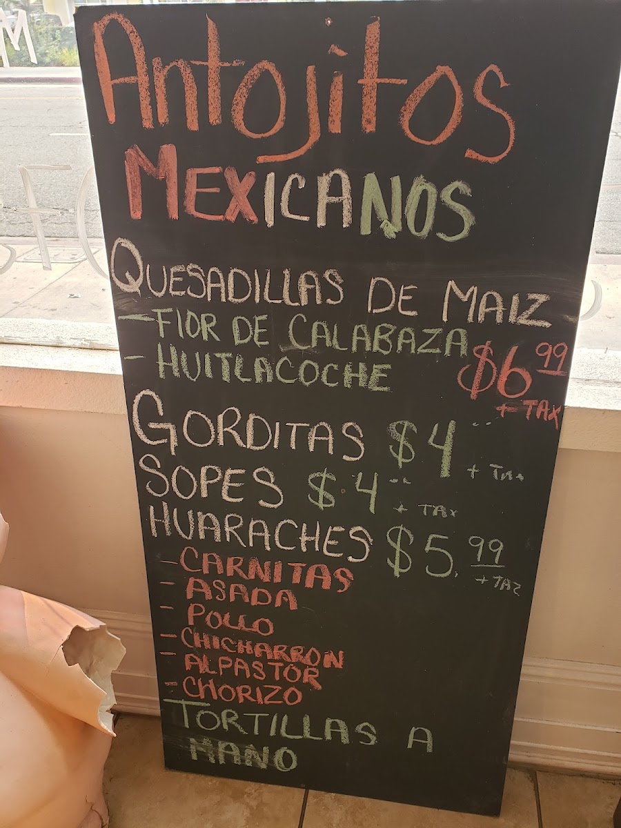 ZAMORA BROS. EAST LA menu board
