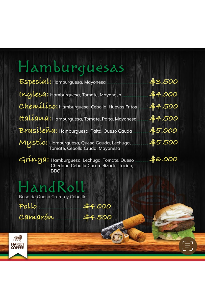Natural Mystic menu board