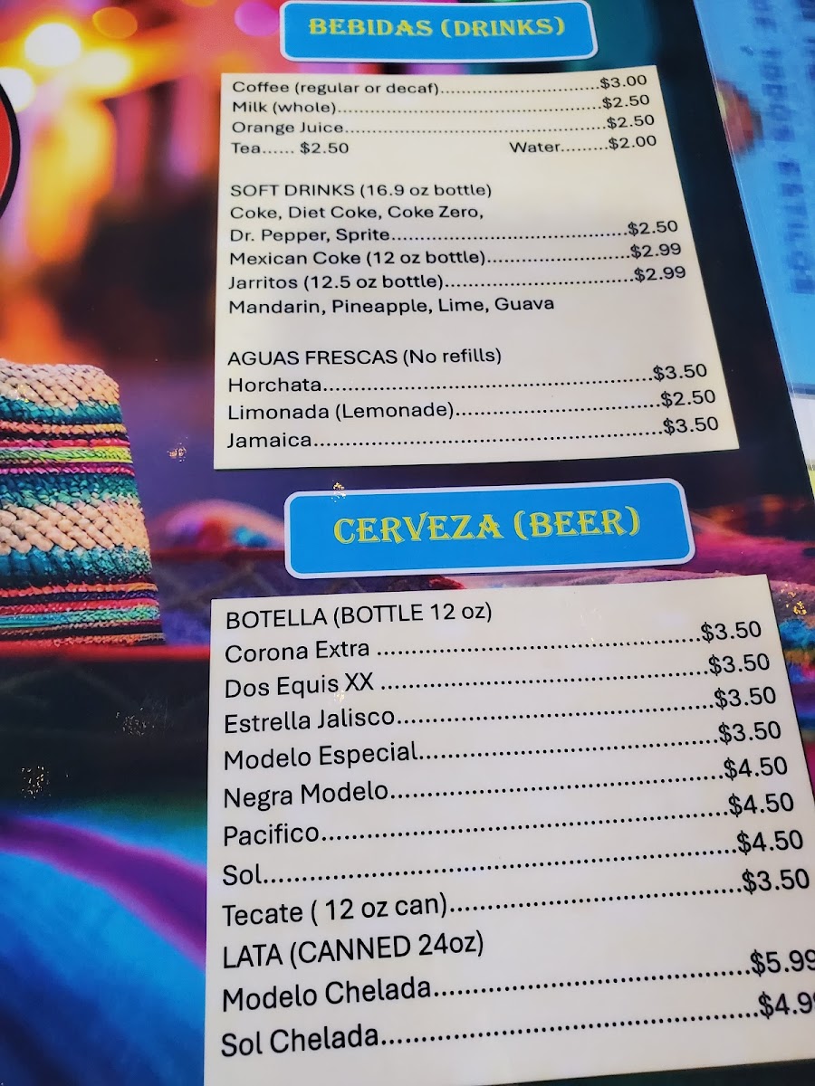 Mi Raza menu board