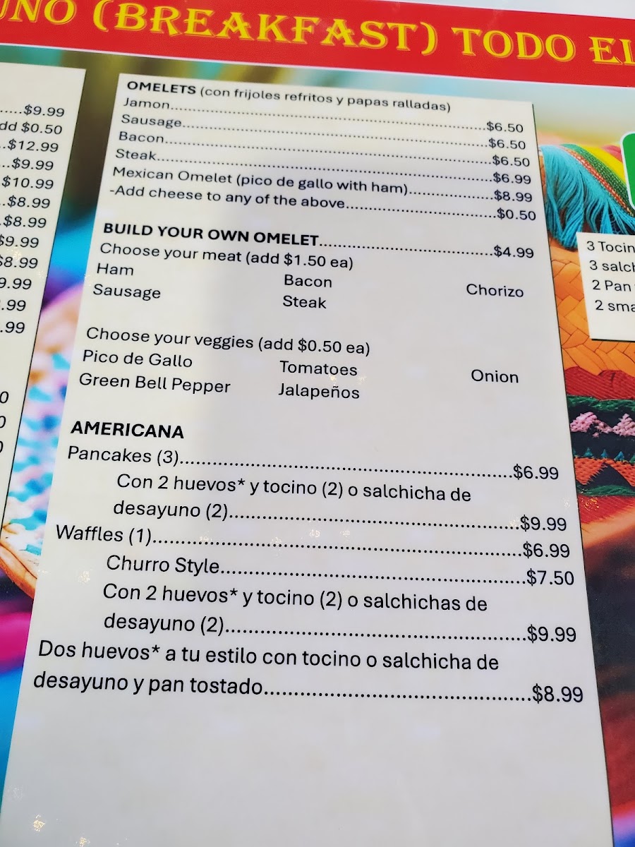 Mi Raza menu board