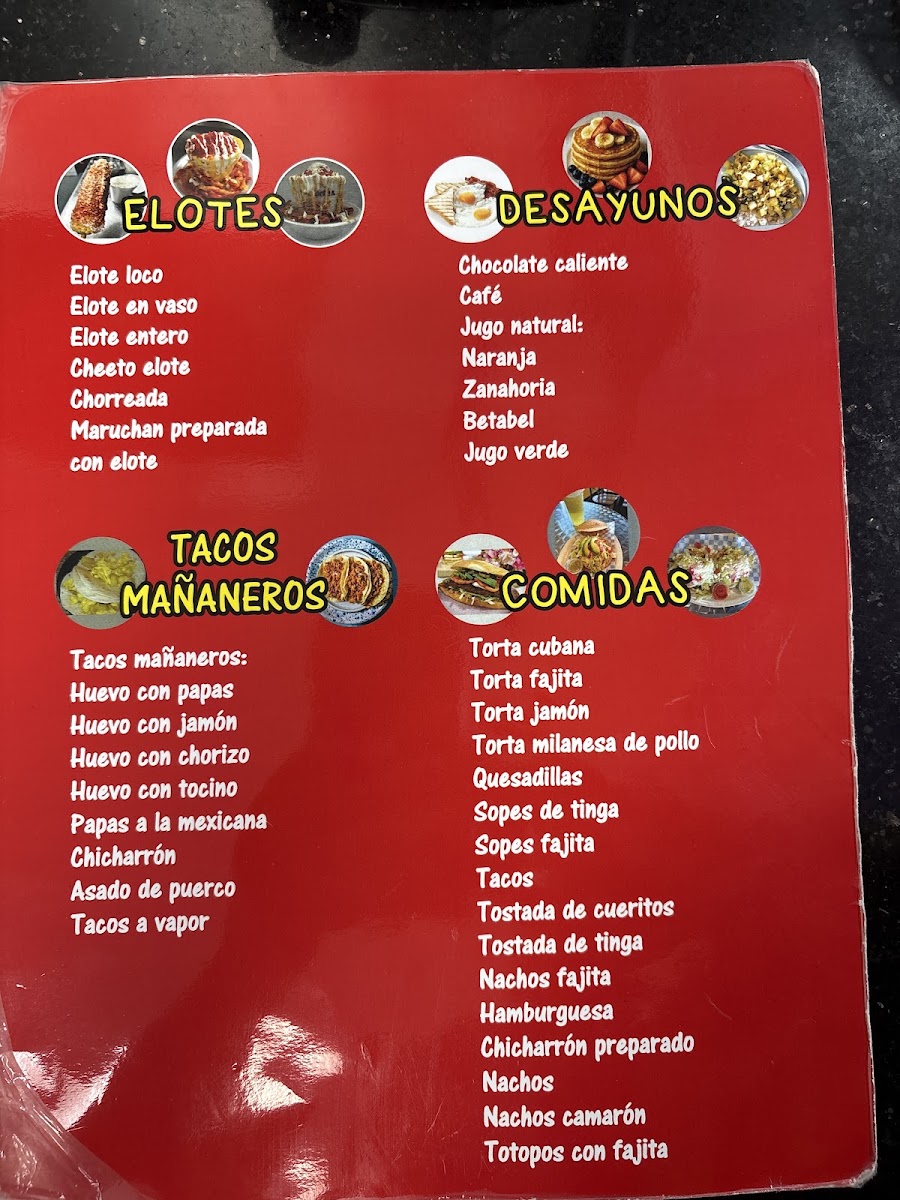 Refresqueria San Marcos menu board