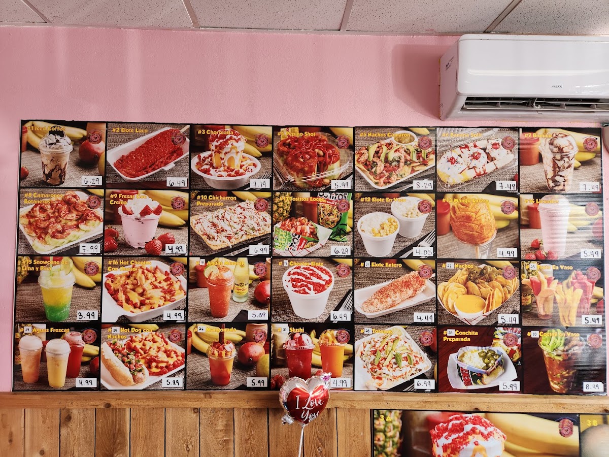 Refresqueria San Marcos menu board