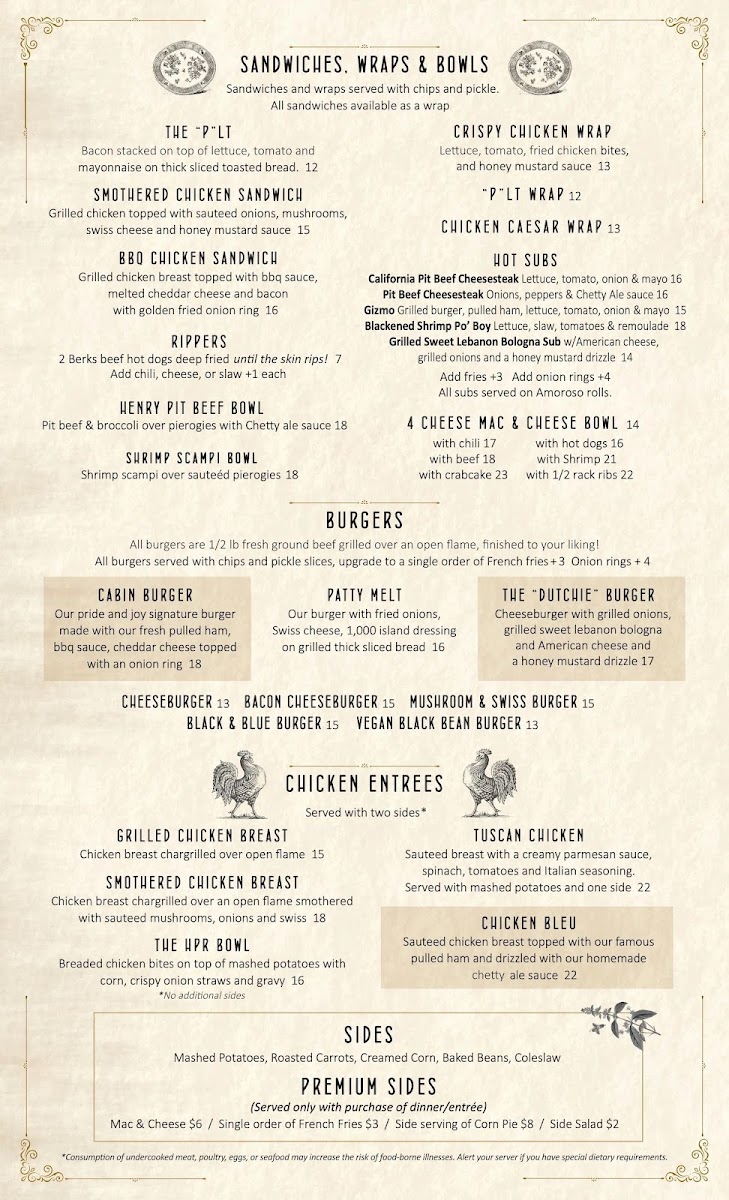 The Henry P. Robeson House menu board