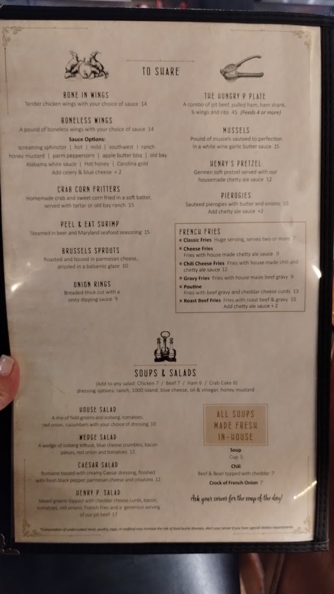 The Henry P. Robeson House menu board