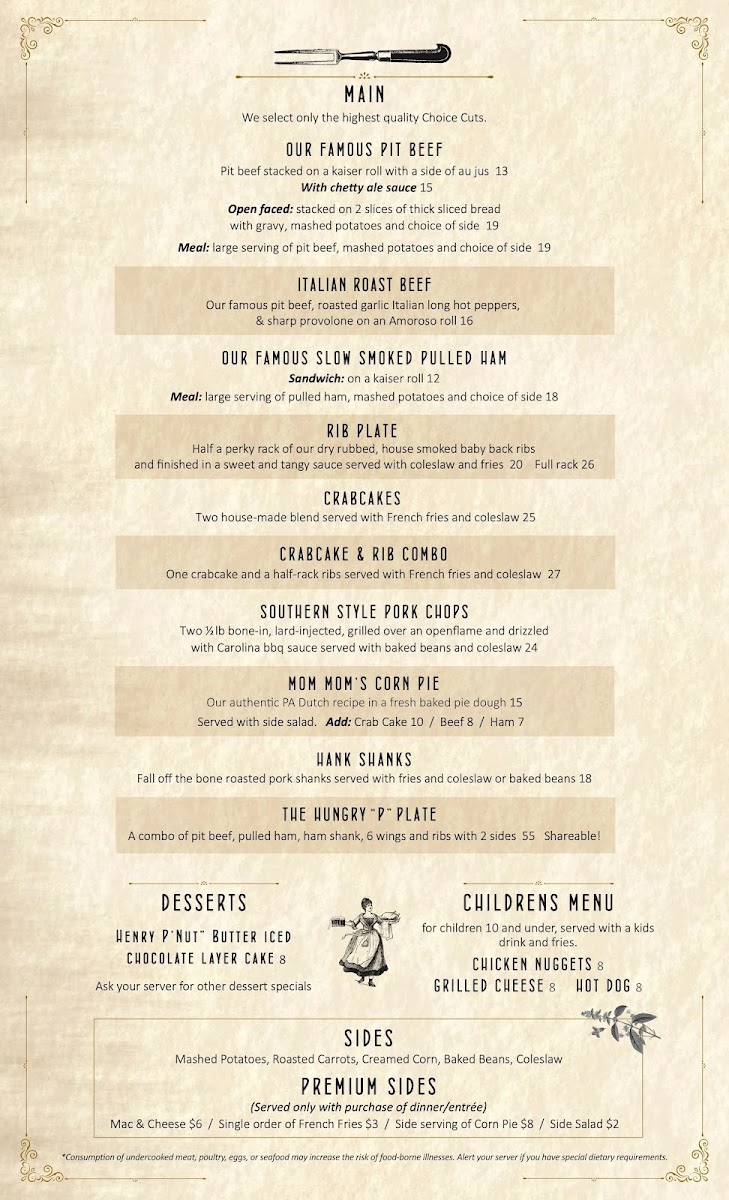 The Henry P. Robeson House menu board