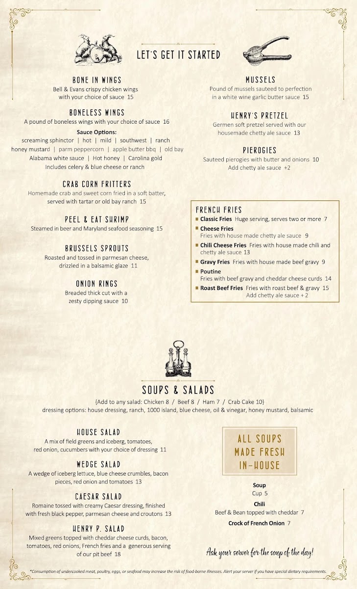 The Henry P. Robeson House menu board