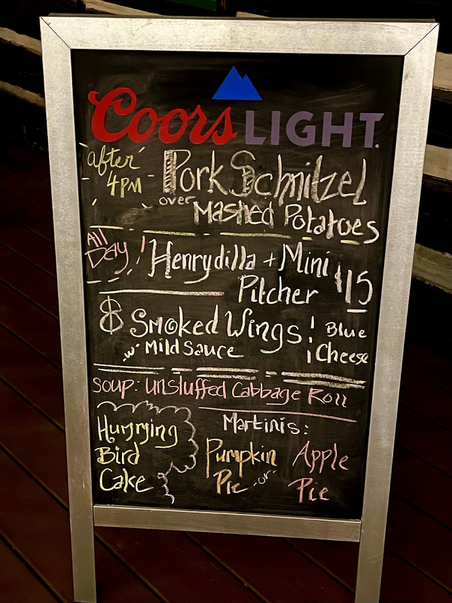 The Henry P. Robeson House menu board