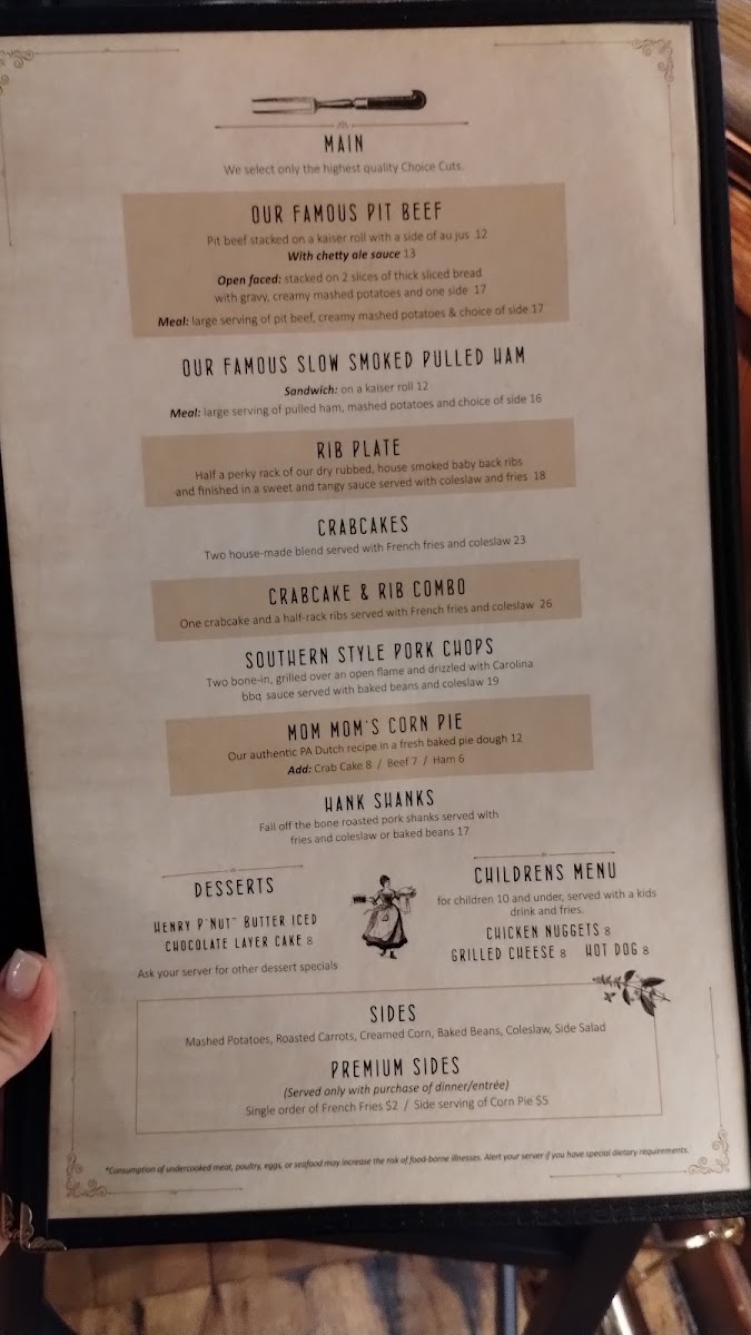 The Henry P. Robeson House menu board