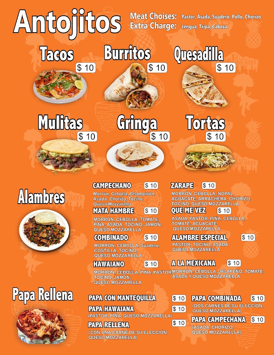 La Cuadra Tacos Restaurant menu board