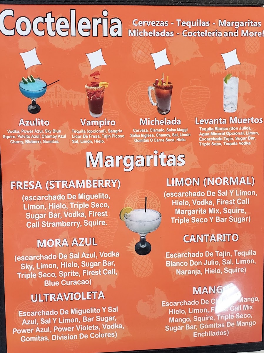 La Cuadra Tacos Restaurant menu board