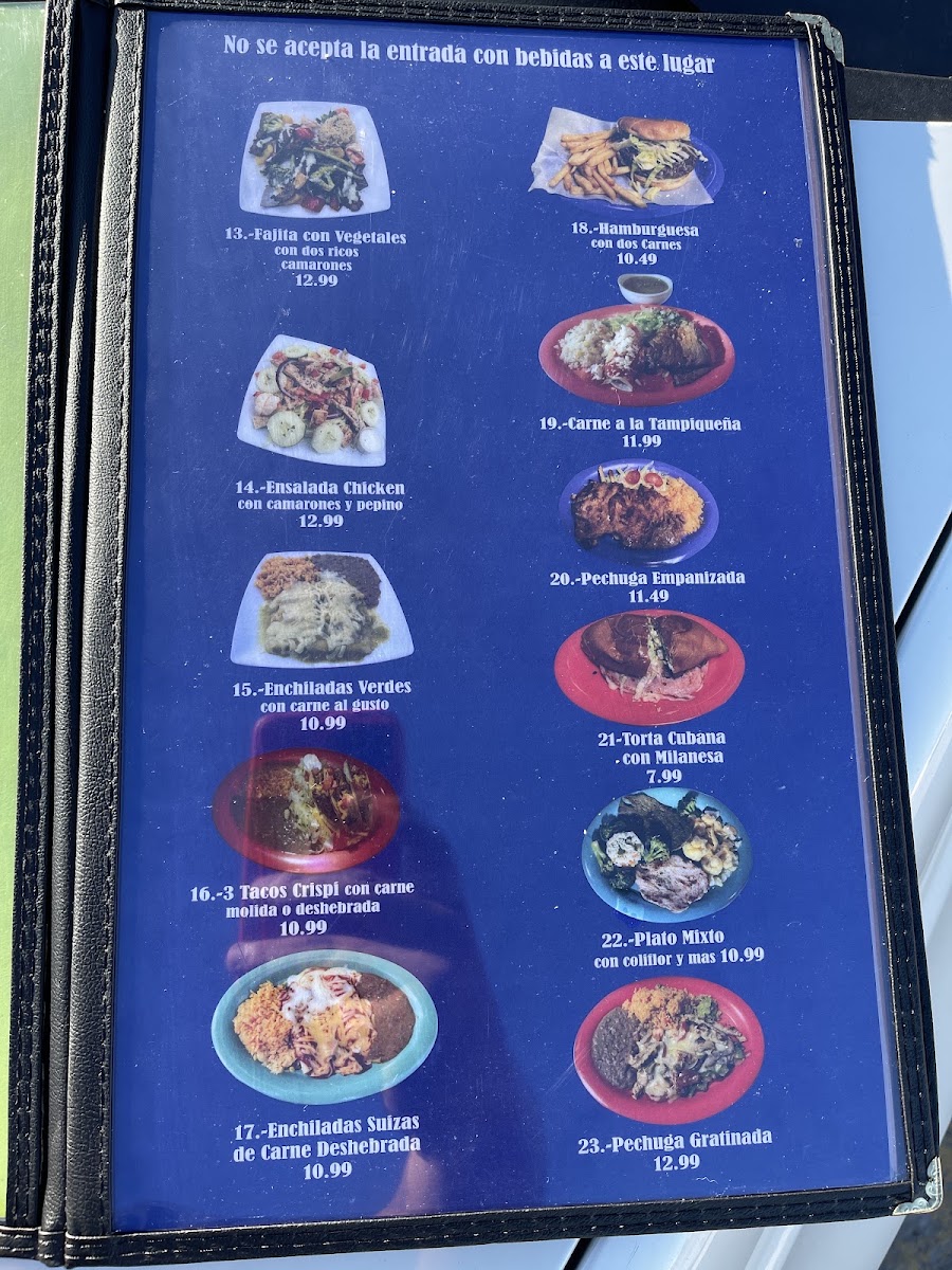 Ostioneria y Taqueria Estrella Jalisco menu board