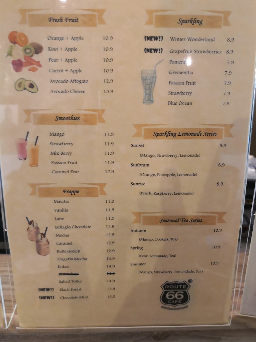Route 66 Café menu board