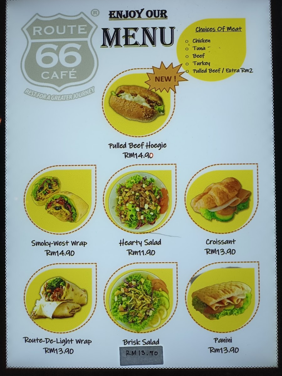 Route 66 Café menu board