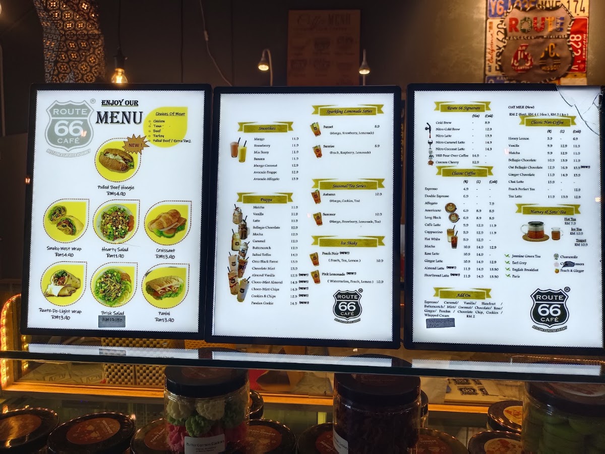 Route 66 Café menu board