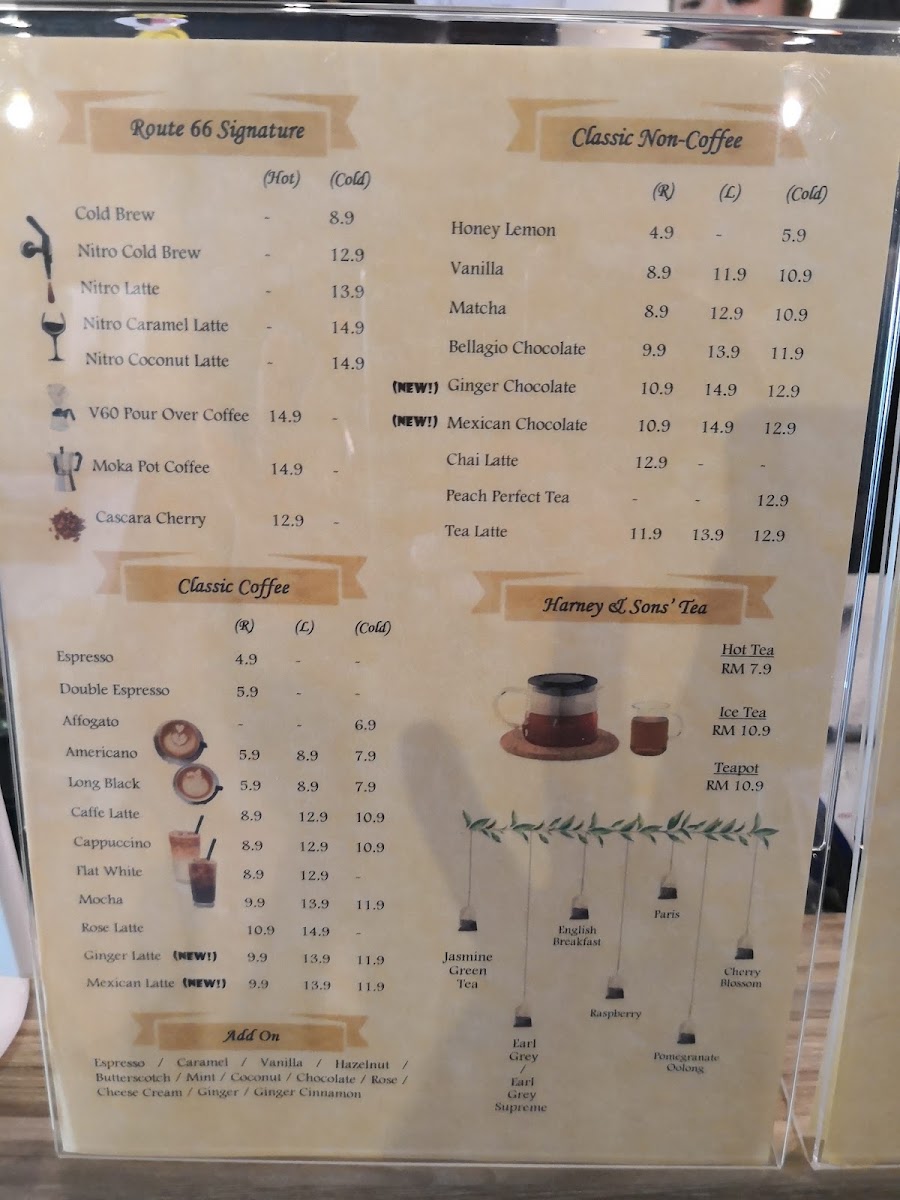 Route 66 Café menu board